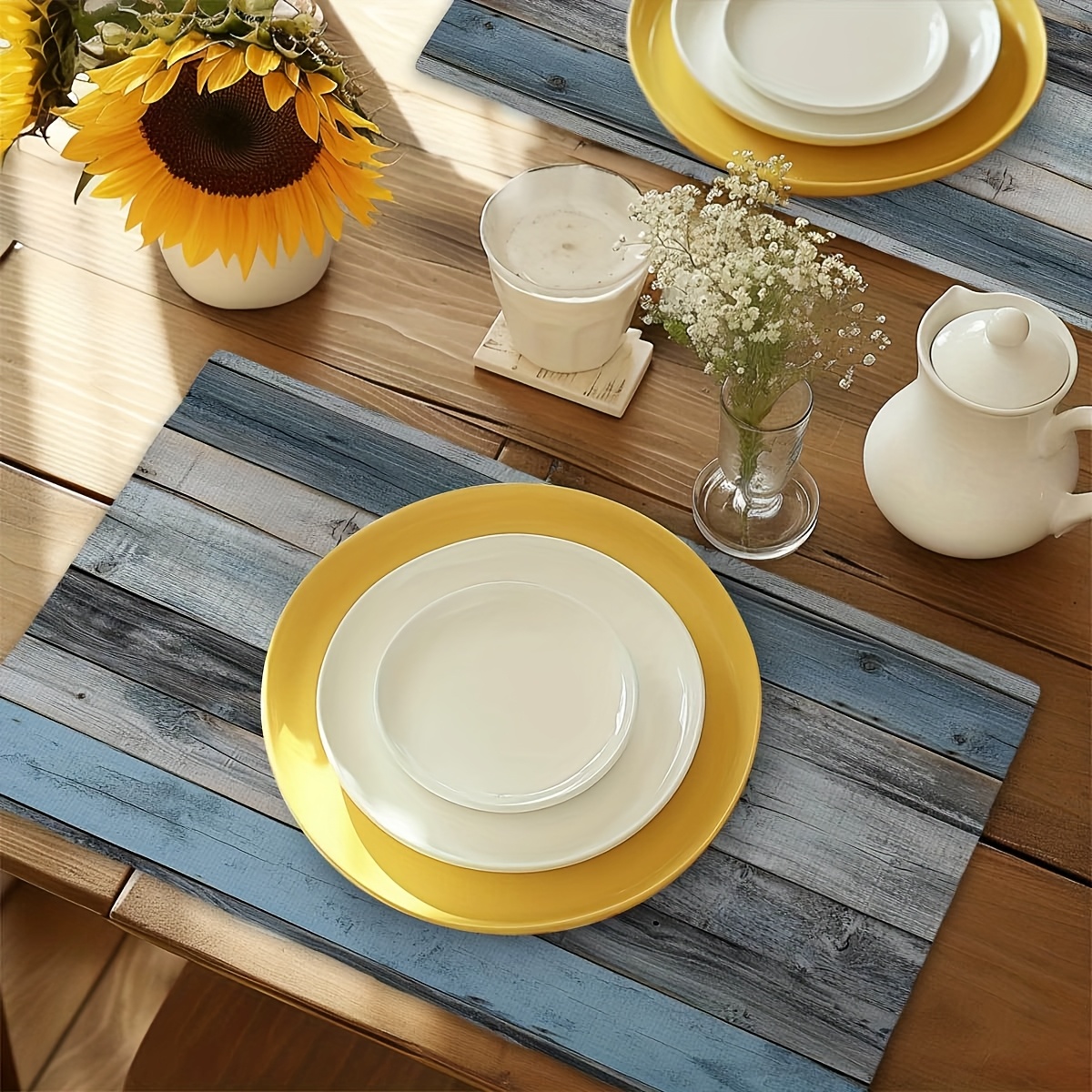 4-teiliges Tischset – Rustikales Holzdesign, geeignet für Esstische und Gartenpartys – Tischsets in Holzoptik, 30,48 cm x 45,72 cm_voghion.com