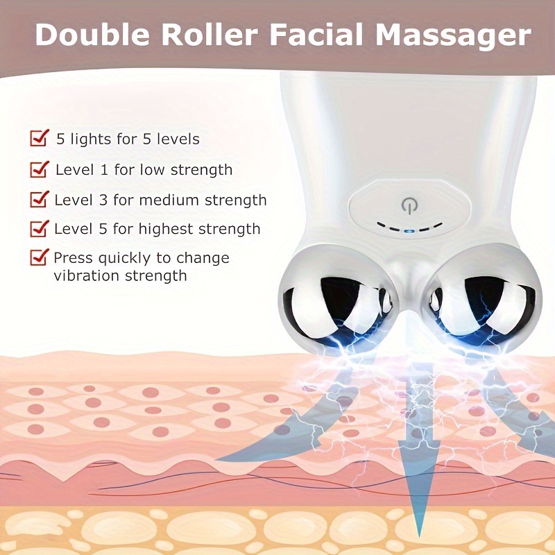 In 1 Professioneller Gesichtsmassageroller Elektrisches Facelifting-Tool für die tägliche Hautpflege 5 Modi anpassbare Vibration_voghion.com