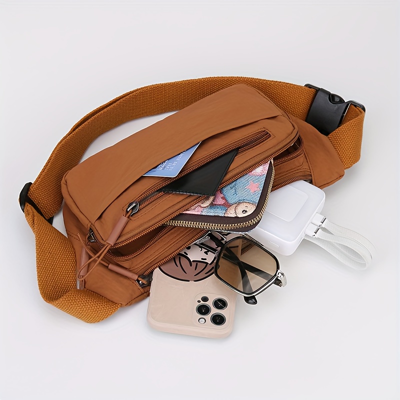 Unisex Canvas Multi Zipper Fanny Pack Adjustable Waist Belt Bag Outdoor Sports Casual Travel Crossbody Hip Sling Pouch_voghion.com