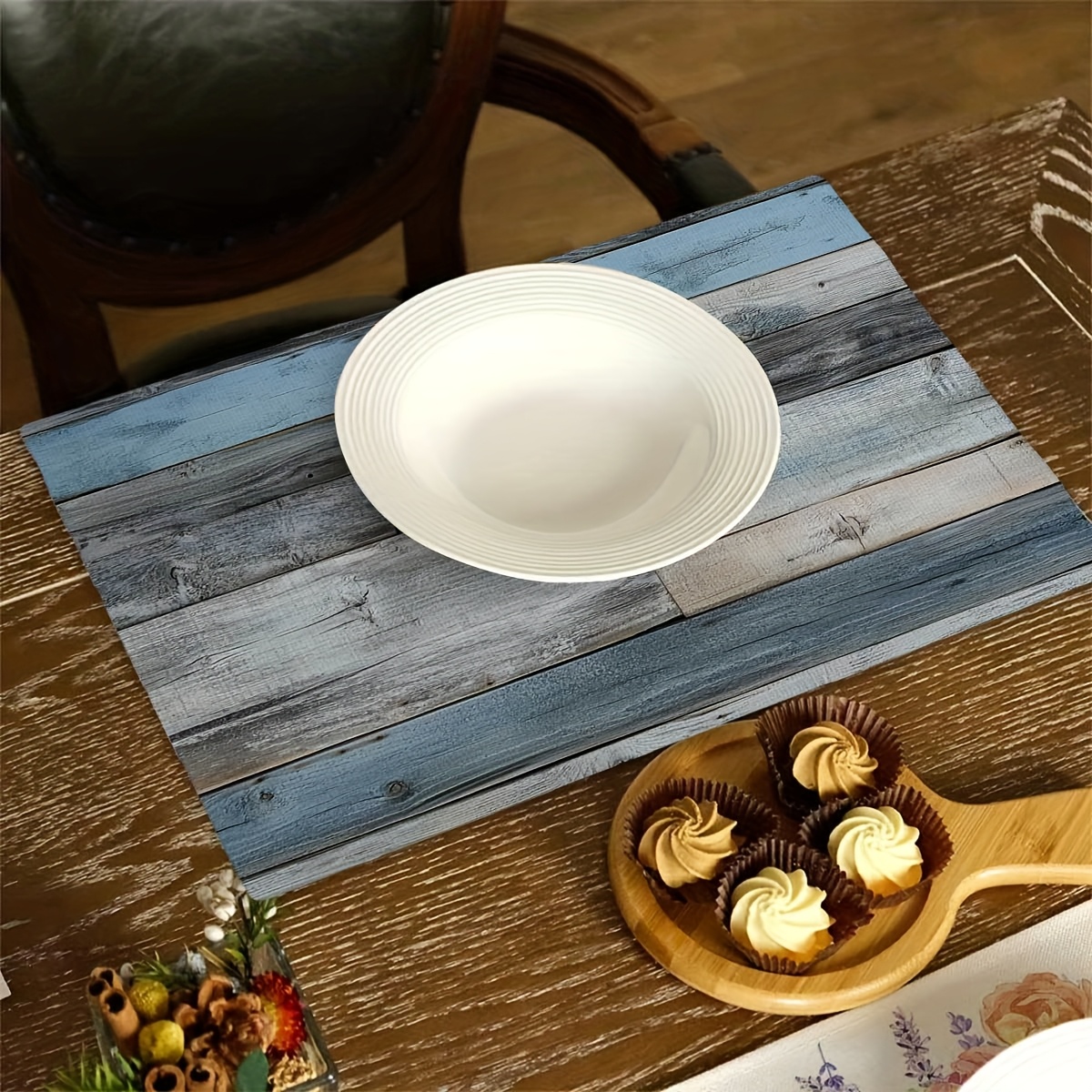 4-teiliges Tischset – Rustikales Holzdesign, geeignet für Esstische und Gartenpartys – Tischsets in Holzoptik, 30,48 cm x 45,72 cm_voghion.com