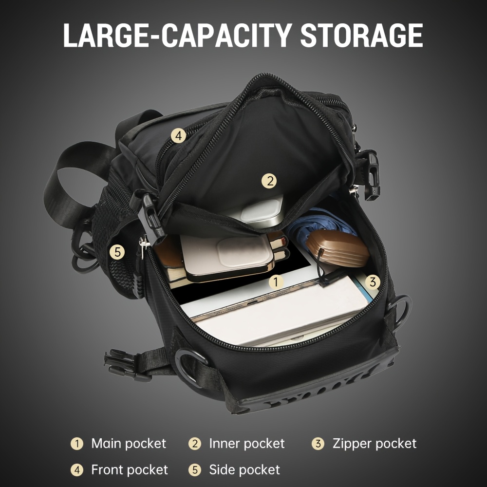 Wasserdichte Sling-Brusttasche für Herren, mehrere Fächer, leichte Outdoor-Umhängetasche_voghion.com