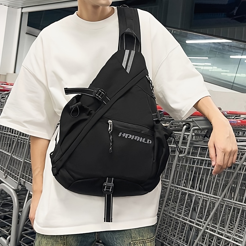 Aesthetic Techwear Triangle Chest Sling Backpack Unisex WaterproofFabric Multi ZipPocketCrossbodyBagLightweightOutdoorCommuteCyclingTravel ShoulderBag_voghion.com