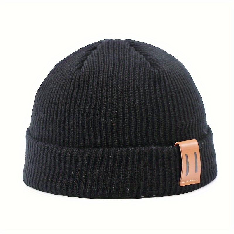 1PCS Black Warm Elastic, Lightweight Soft Hat, Simple Breathable Knit Hat Autumn And Winter, Suitable For Daily Wear,_voghion.com