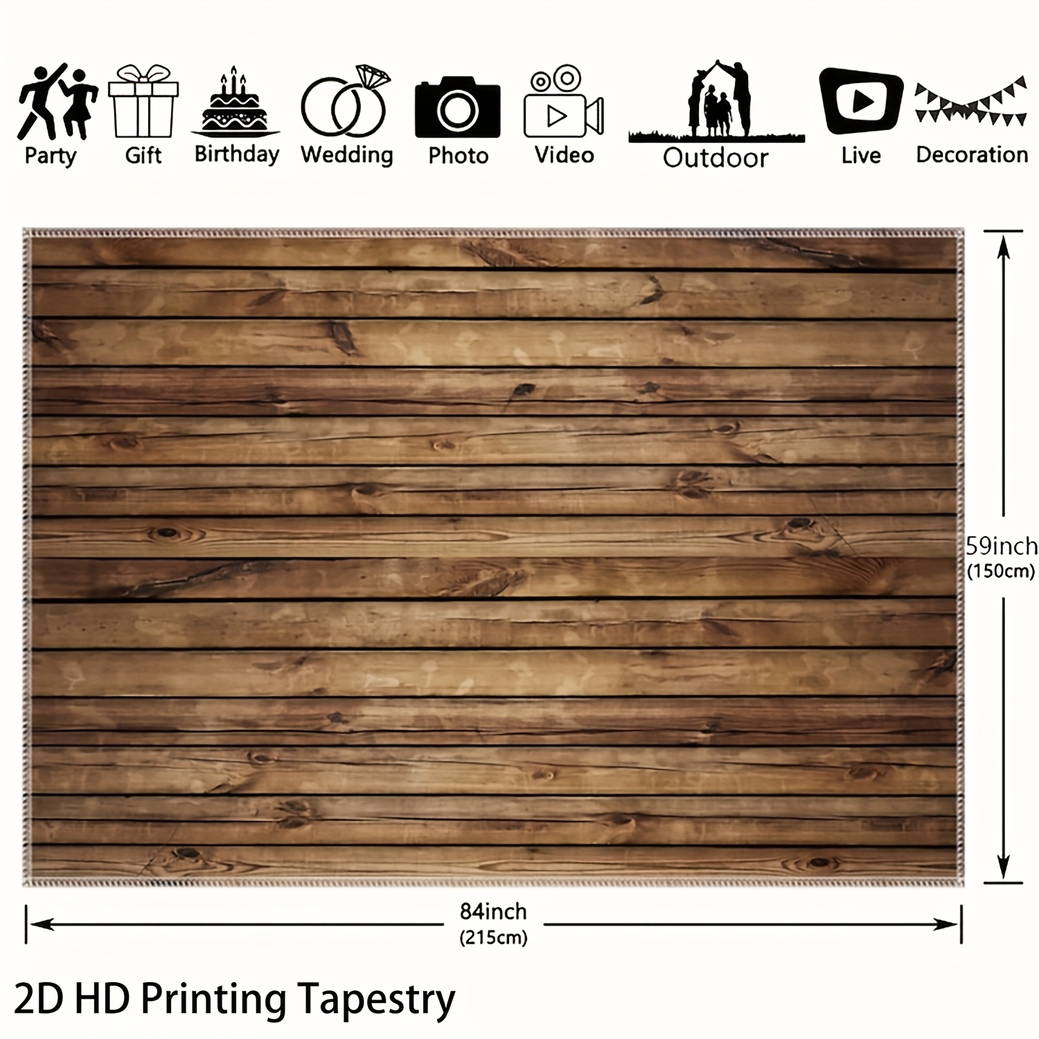 Ultra Large Size- 2D Log Plank Texture Vintage Style Landscape Photo Huge Digital Printing Tapestry, Aesthetic Printing Polyester_voghion.com