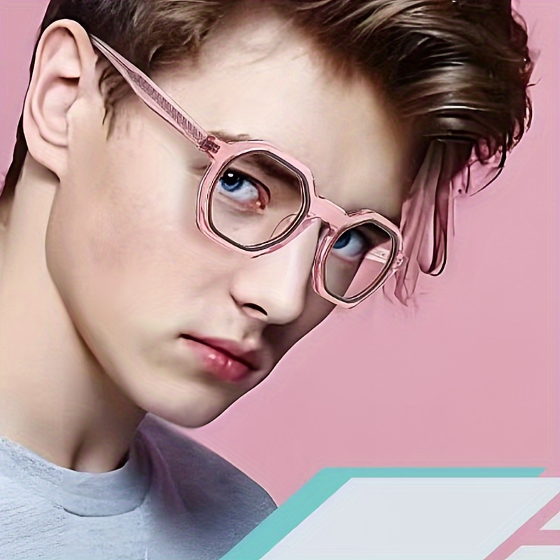 Fashionable Candy-Colored Polygon Glasses Frame - Non-Prescription, Metal-Free_voghion.com