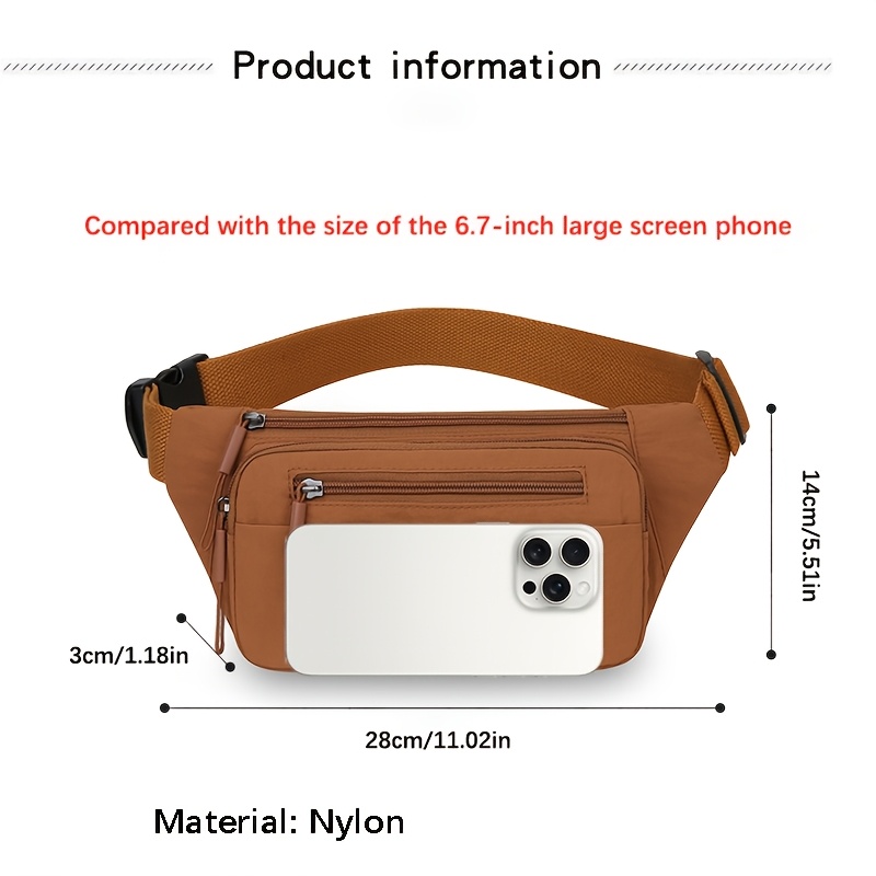 Unisex Canvas Multi Zipper Fanny Pack Adjustable Waist Belt Bag Outdoor Sports Casual Travel Crossbody Hip Sling Pouch_voghion.com