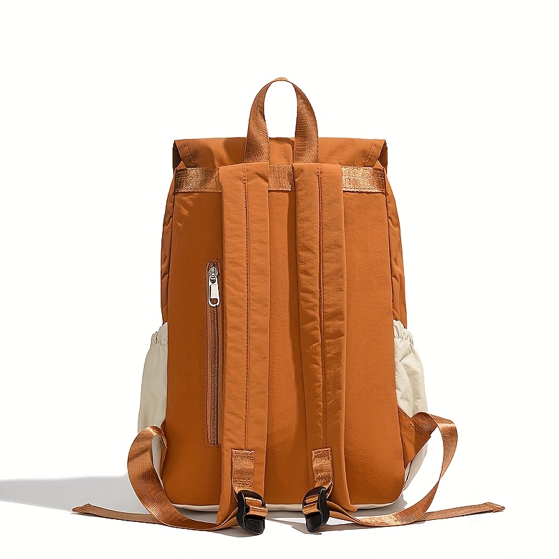 Vintage Contrast Color Bear Pattern Backpack Buckle Decor Multi Compartment Lightweight Daily Travel School Couple Laptop Rucksack_voghion.com
