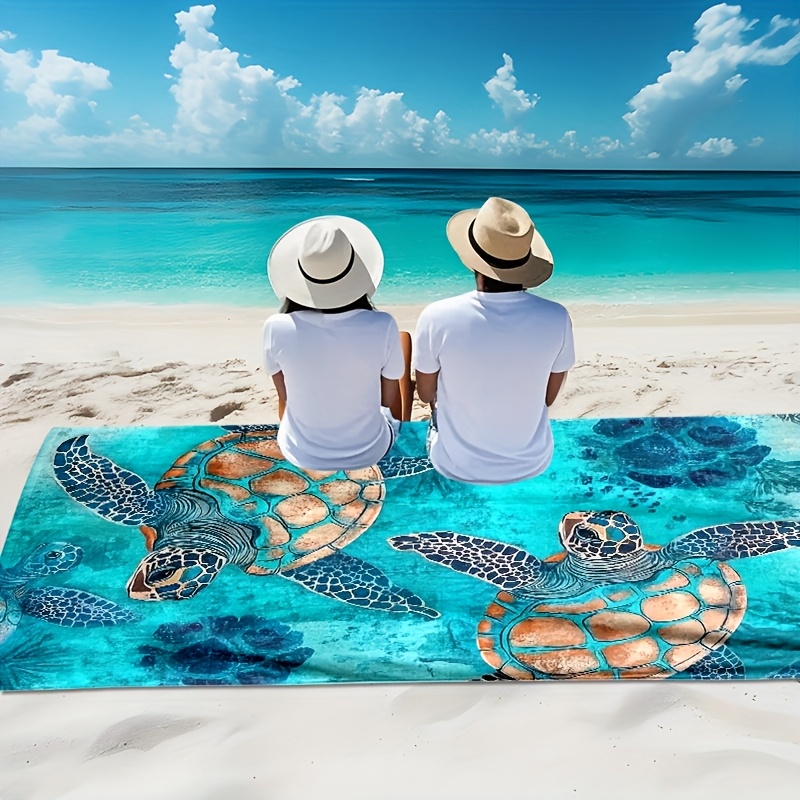 Extra Large Sea Turtle Print Beach Towel Ultra Soft Quick Dry Microfiber Multipurpose For Yoga Swimming Camping Beach Blanket Modern_voghion.com