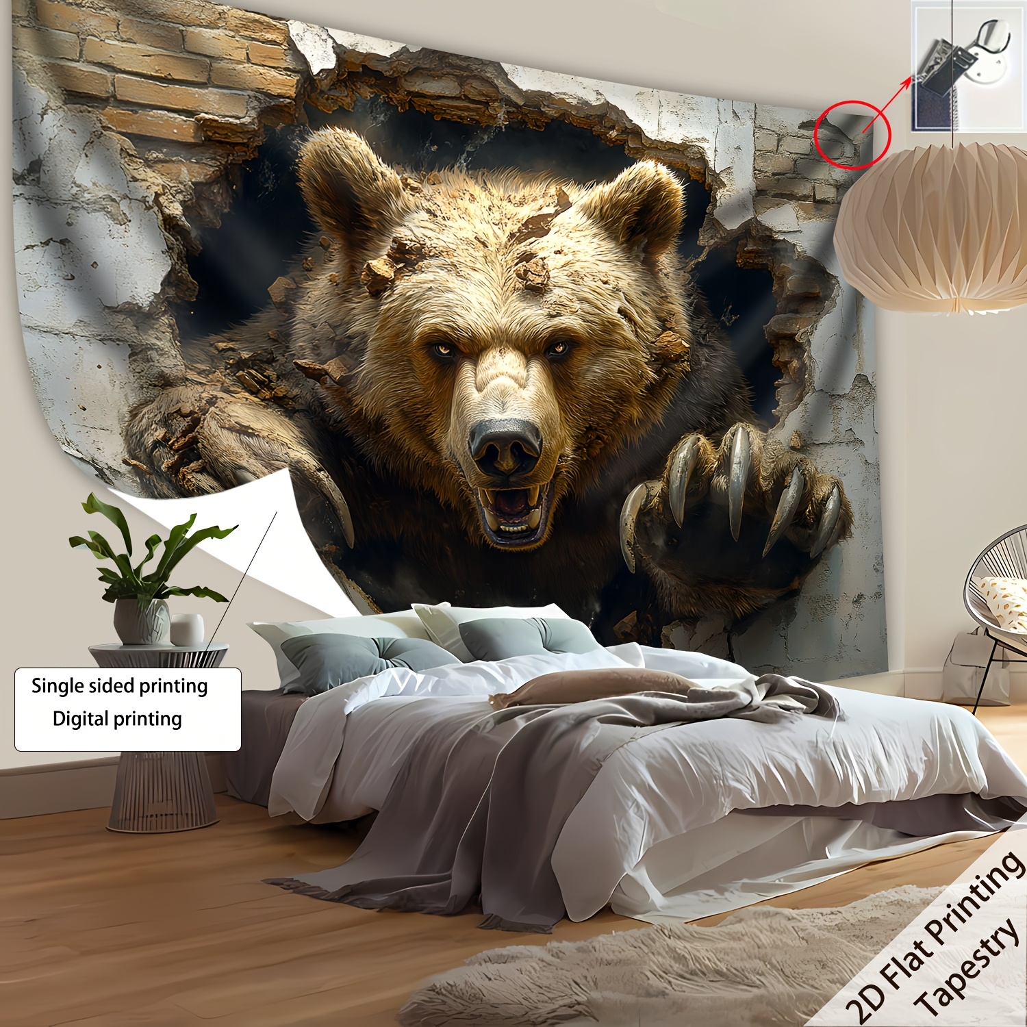 Large Sized HD Printed 2D Flat Wild Bear Wall Tapestry Oversized Polyester Decor Tapestry For Living Room Bedroom Office Party_voghion.com