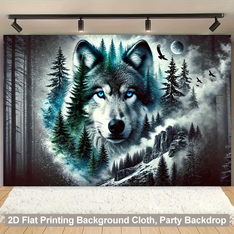 2D Flat Tapestry 2D Backdrop Solitary Wolf In Mysterious Forest Versatile Decor Fabric For Living Room Bedroom Office Home Outdoor Party Wall Decor_voghion.com