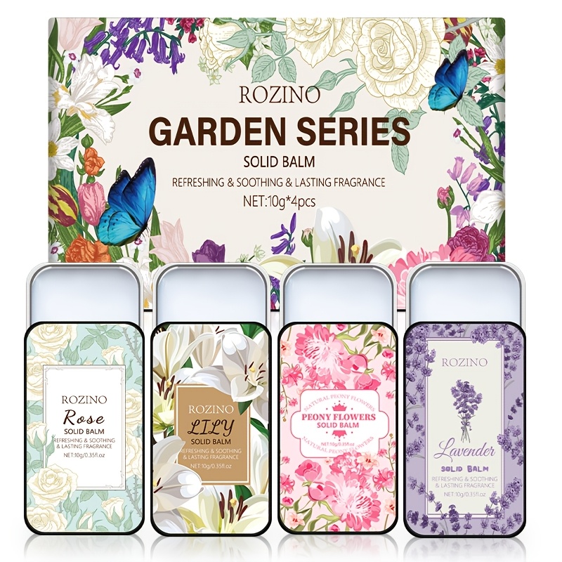 A Set 4 Solid Perfumes, Each, Featuring Scents Of Lavender, Lily, Peony, Rose. These Refreshing Fragrances Are_voghion.com