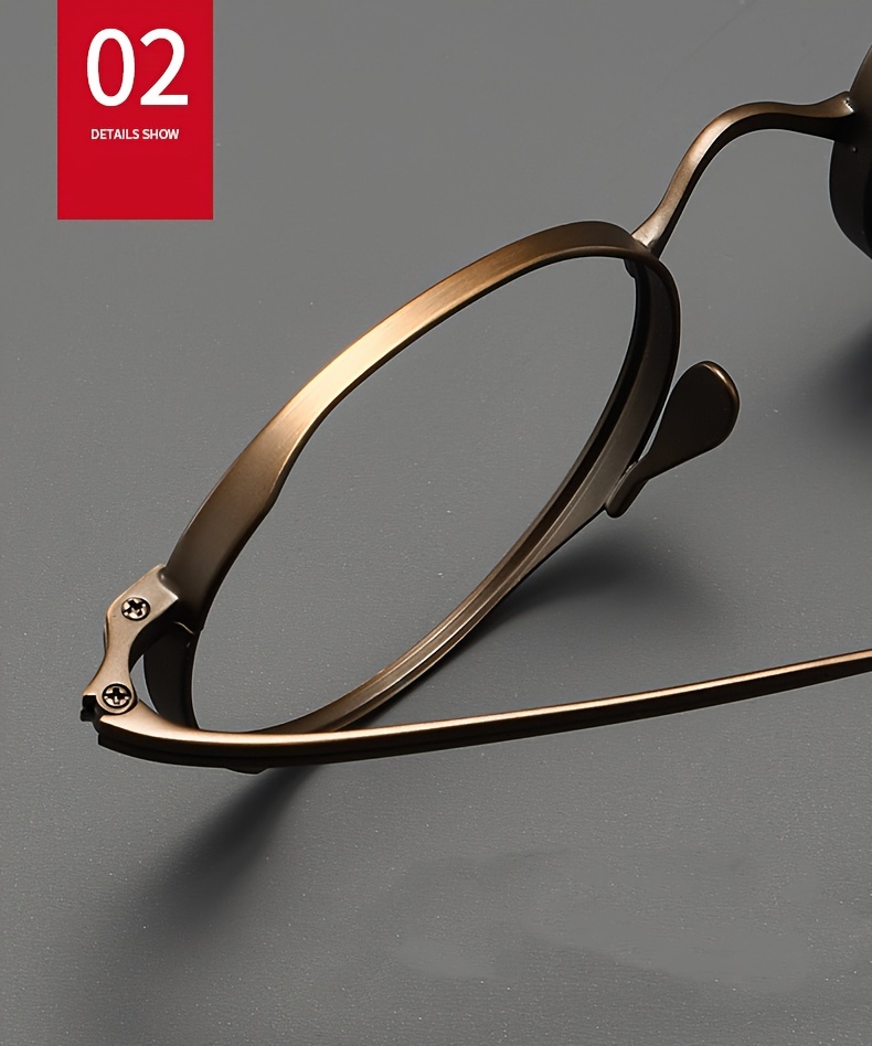 Γυαλιά Vintage Oval Titanium Frame - Ελαφρύ, γυαλιά πλήρους χείλους για άνδρες και γυναίκες, πλάτος 136 mm, φακός 49 mm, μύτη 20 mm_voghion.com