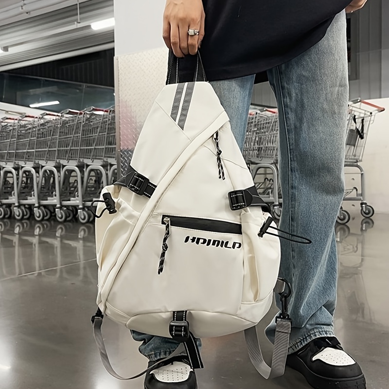 Aesthetic Techwear Triangle Chest Sling Backpack Unisex WaterproofFabric Multi ZipPocketCrossbodyBagLightweightOutdoorCommuteCyclingTravel ShoulderBag_voghion.com