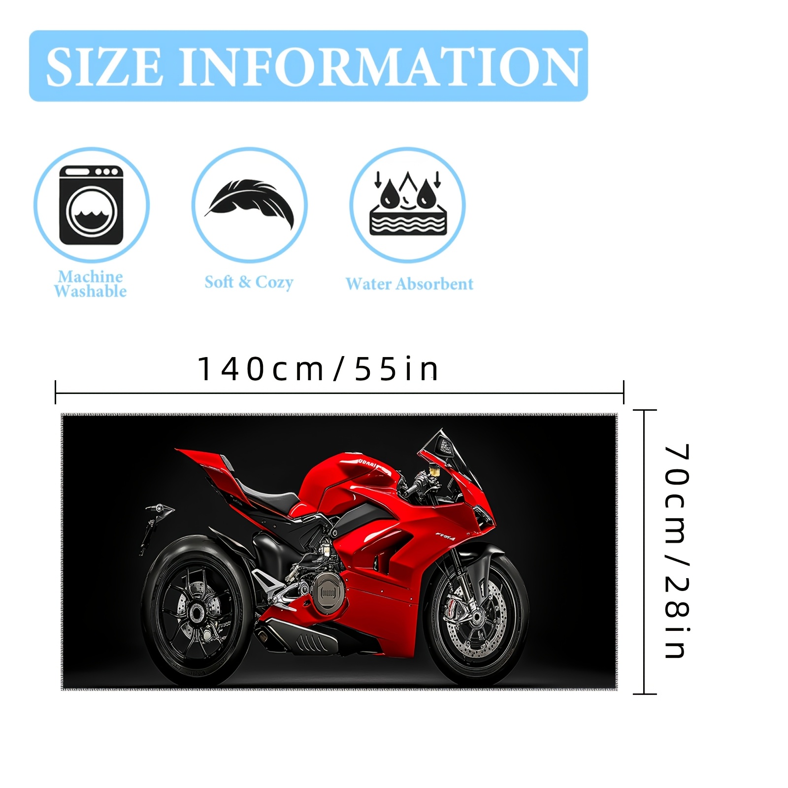 1pc Microfiber Beach Towel Red Motorcycle Black Lightweight Absorbent Suitable For Yoga Tourism Swimming Beach Fitness Camping Great Gift_voghion.com