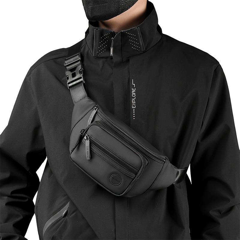Lightweight Men Waist Fanny Pack Water Repellent Nylon Multi Compartment Crossbody Sling Bag Adjustable Belt For Sport Travel Daily Commute_voghion.com