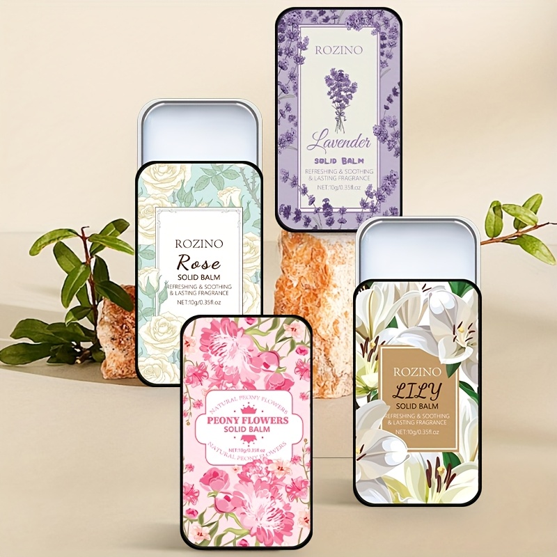 Solid Perfume Set With Floral Scents Lavender Lily Peony Rose_voghion.com