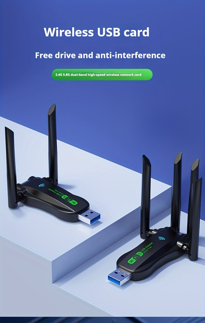 Wireless Network Card, 1300M, Dual-Band Concurrent 5.8G/2.4G, High-Speed Internet, Stable Connection, No Drivers Needed,_voghion.com