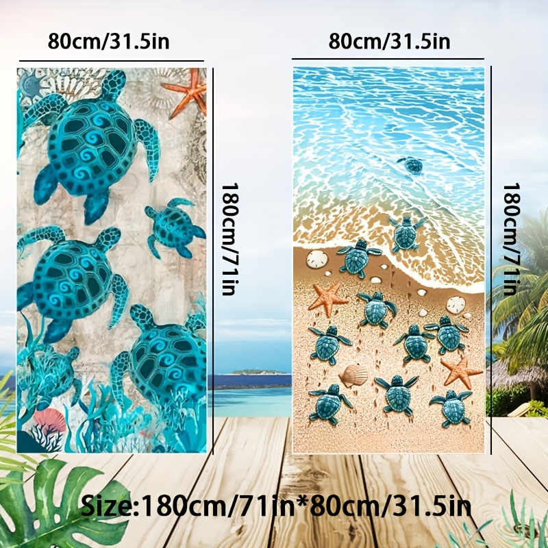 Two Piece Set Oversized Microfiber Beach Towels With Cute Turtles Sea Stars Graphic Pattern Lightweight Modern Exquisite Gift For Sports_voghion.com