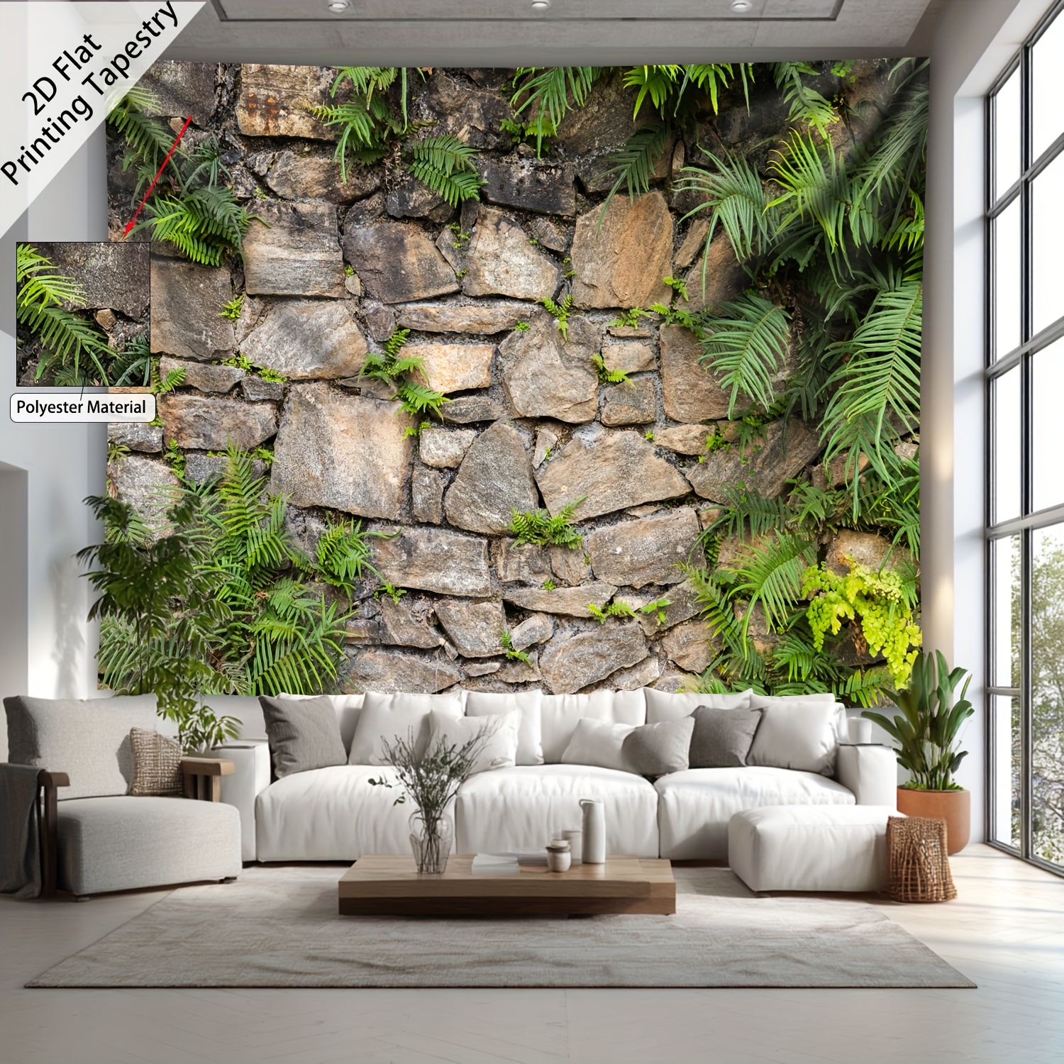 Ultra Large Size Retro Stone Wall Landscape Tapestry Aesthetic HD Digital Polyester Tapestry For Living Room Bedroom Party Decor Free Hanging Clips_voghion.com