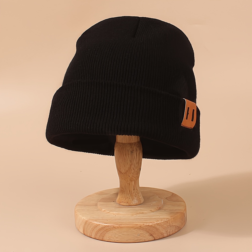 1PCS Black Warm Elastic, Lightweight Soft Hat, Simple Breathable Knit Hat Autumn And Winter, Suitable For Daily Wear,_voghion.com
