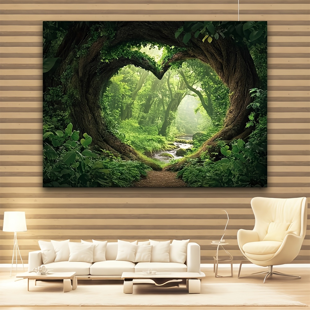 1pc, Enchanting Misty Forest Tree Tapestry, Vibrant Polyester Wall Hanging, Perfect For Living Room, Bedroom, And Dorm Room Decor_voghion.com