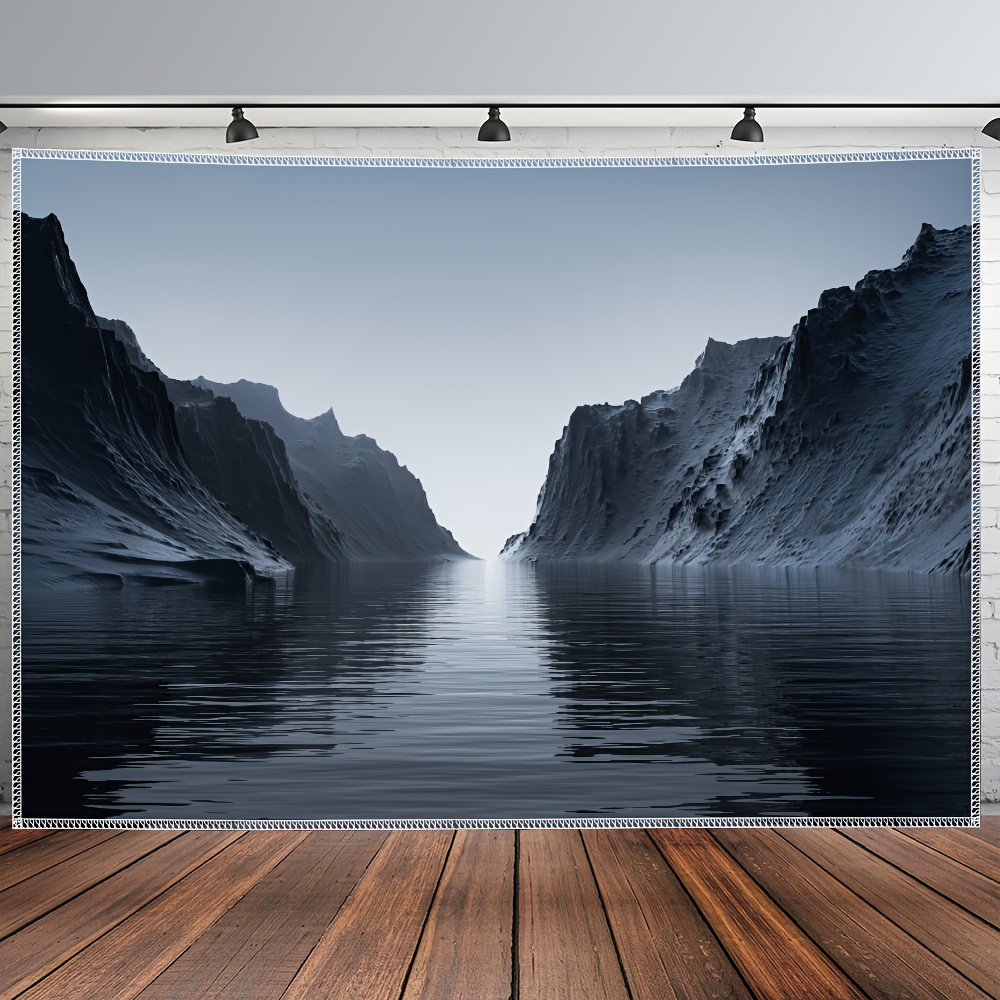 1pc Large Size Mountain Sea Landscape Wall Hanging Tapestry Polyester For Home Room Party Decor Live Streaming Background With Free Hanging Clips_voghion.com