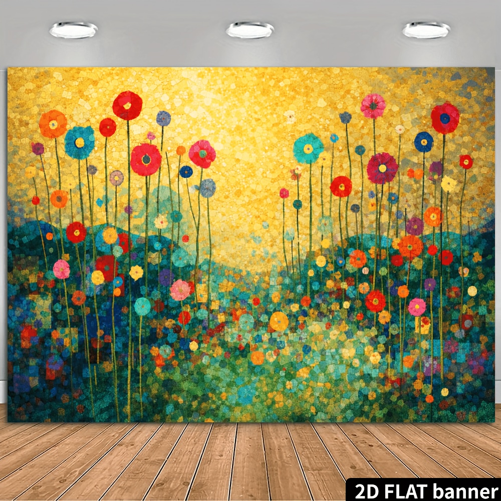 Multicolor Abstract Mosaic Wall Tapestry Warm Yellow Gradient Floral Geometric Hanging Cloth Durable For Indoor Outdoor Party Decor Photo Backdrop_voghion.com