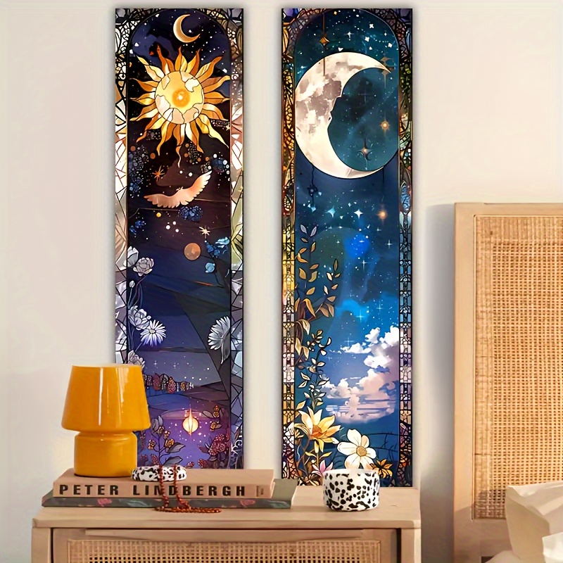1pc Sun Moon Yoga Tapestry, Wall Hanging Meditation Yoga Mat Floral Starry Sky Tapestry Living Room Bedroom Dorm Decor Home Decoration_voghion.com