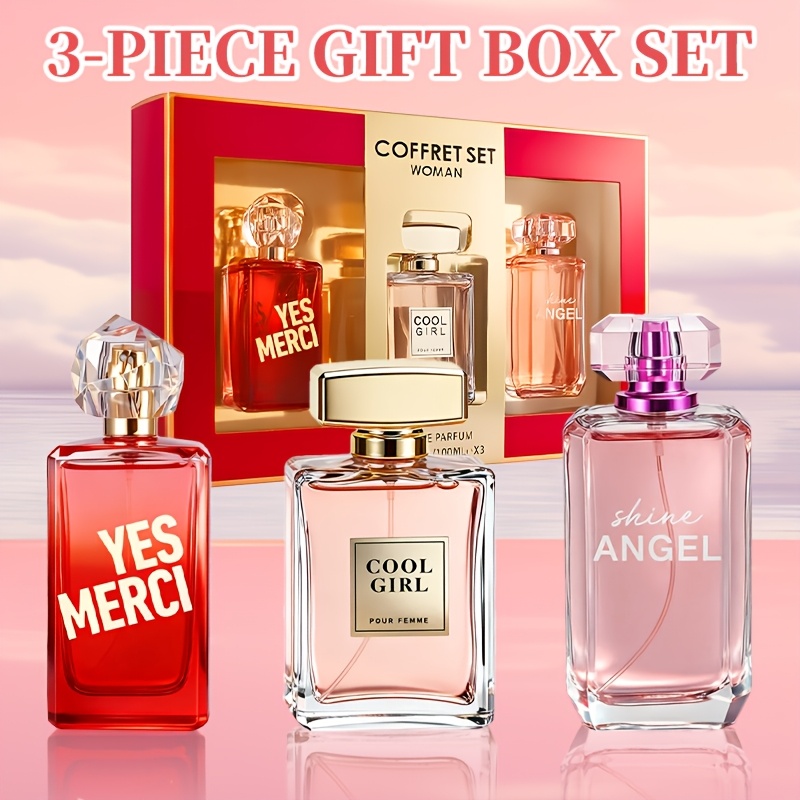3-teiliges Set, Eau de Parfum Spray für Damen in Geschenkbox, langanhaltender Duft, 3 verschiedene Duftrichtungen, perfekt für die Feiertage_voghion.com