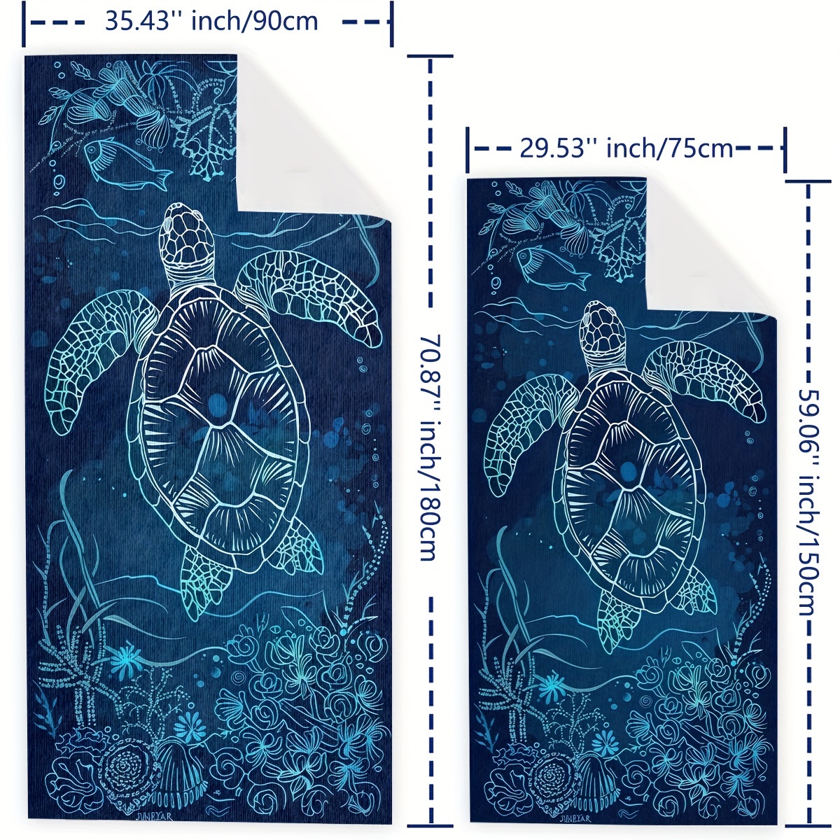 Soft Microfiber Blue Sea Turtle And Corals Beach Towel Quick Dry Absorbent Lightweight Bath Towel Summer Accessory For Outdoor Sport Travel Pool Beach_voghion.com