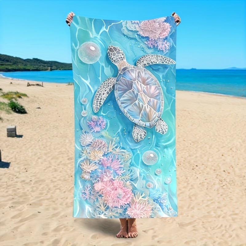 Sand Free Lightweight Extra Large Microfiber Beach Towel Quick Dry Super Absorbent Tropical Sea Turtle Coral Reef Perfect Birthday Valentine Gift_voghion.com