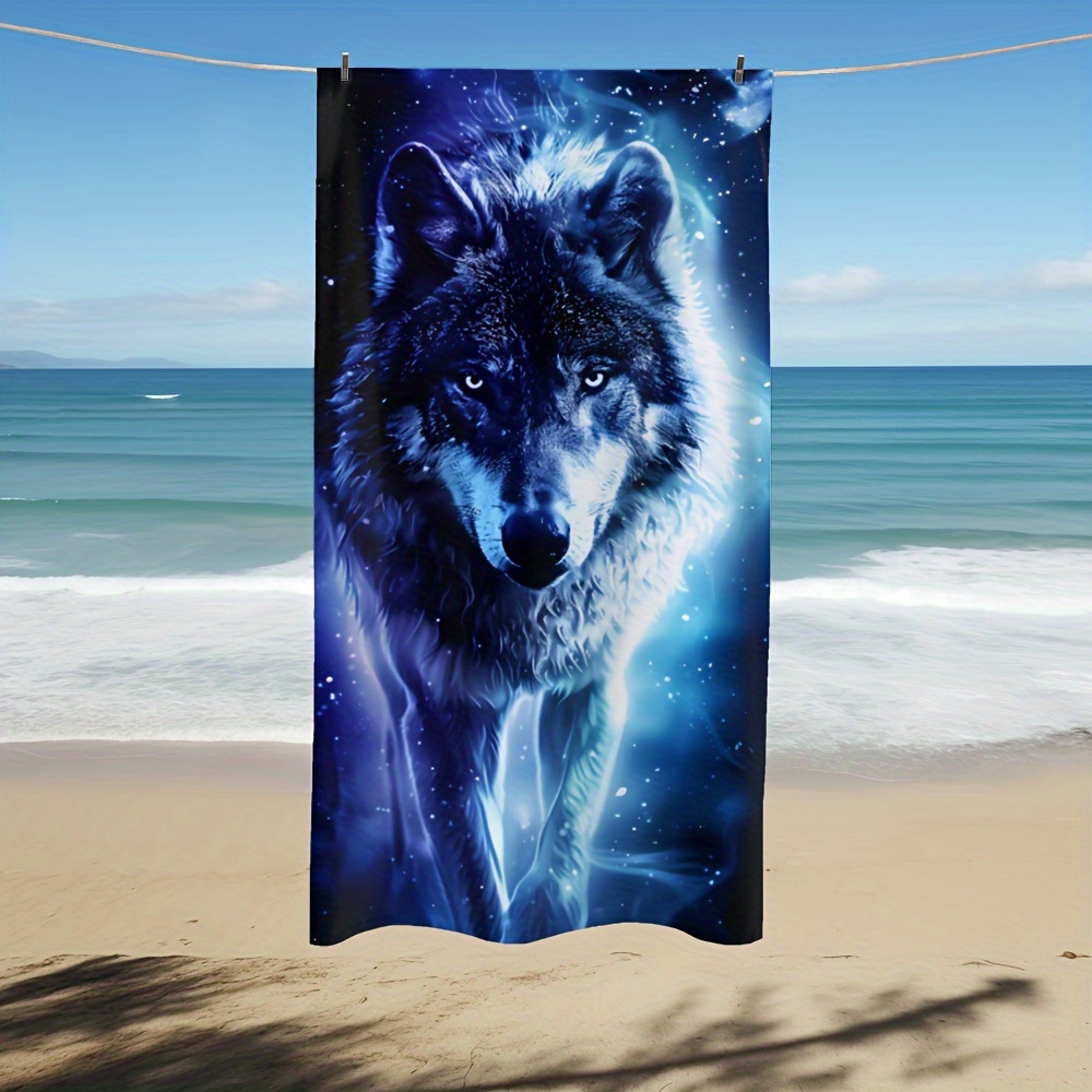 Tailles disponibles, serviette de plage à motif loup, serviette douce en microfibre absorbante et légère, idéale pour le camping et les voyages, accessoires de plage, cadeau indispensable pour les vacances !_voghion.com