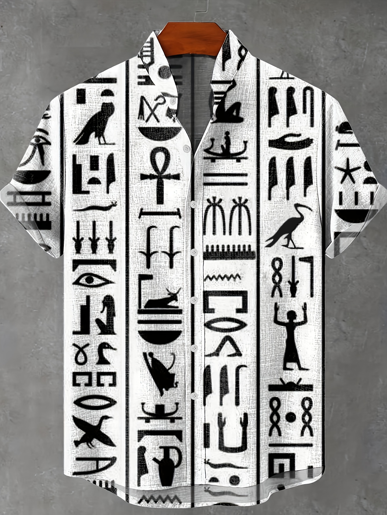 Men's Casual Digital Print for Polo Collar Camouflage Pattern Shirt Short Sleeve Button Design  for Adults