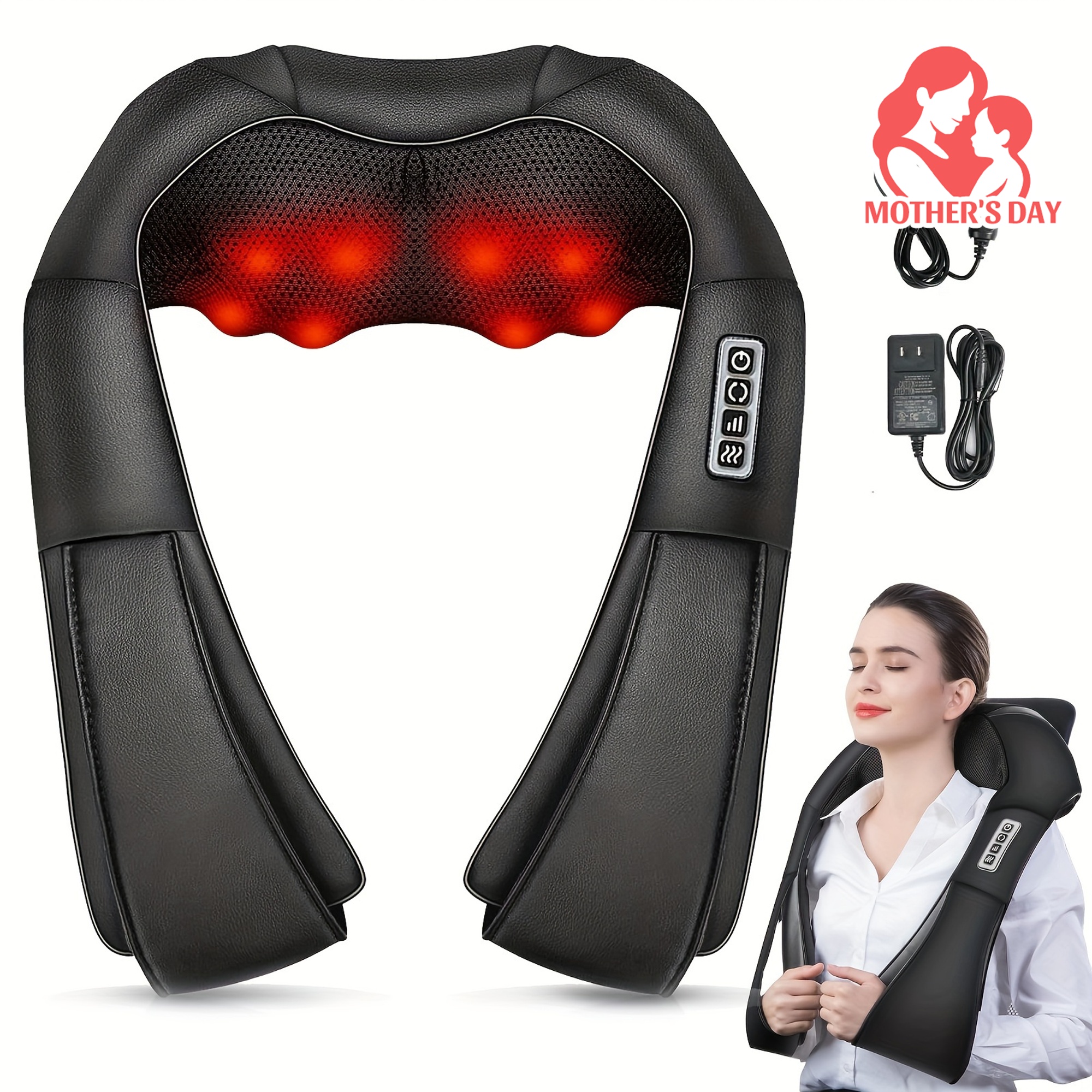 Electric 4D Shiatsu Back Neck Massager With Heat Deep Kneading Pillow For Body Muscle Use At Home Office Car Best Gifts_voghion.com