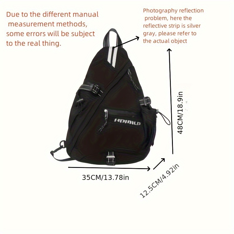 Aesthetic Techwear Triangle Chest Sling Backpack Unisex WaterproofFabric Multi ZipPocketCrossbodyBagLightweightOutdoorCommuteCyclingTravel ShoulderBag_voghion.com