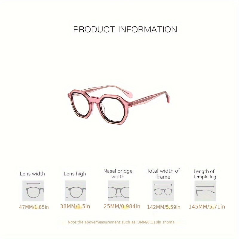 Fashionable Candy-Colored Polygon Glasses Frame - Non-Prescription, Metal-Free_voghion.com