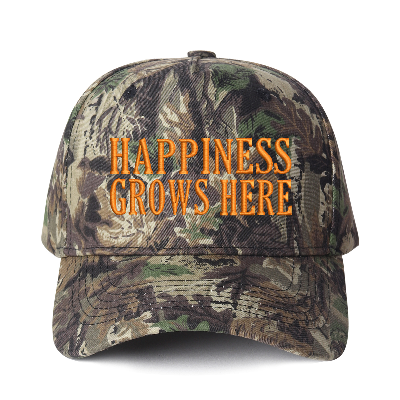 Happiness Grows Here Embroidered Trucker Hat product details