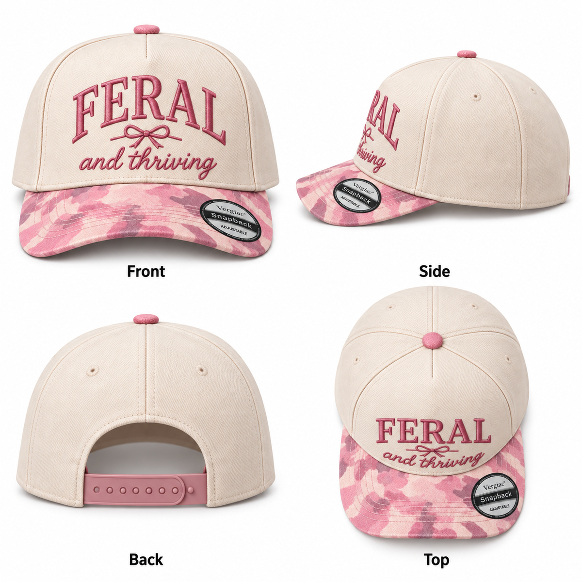 Feral And Thriving 5-Panel Trucker Hat product details