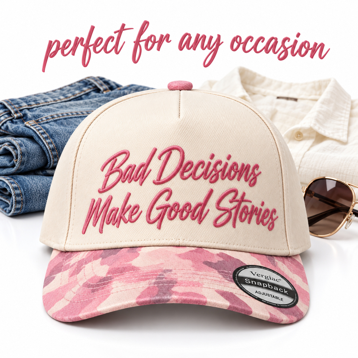 Bad Decisions Make Good Stories 5-Panel Trucker Hat product details