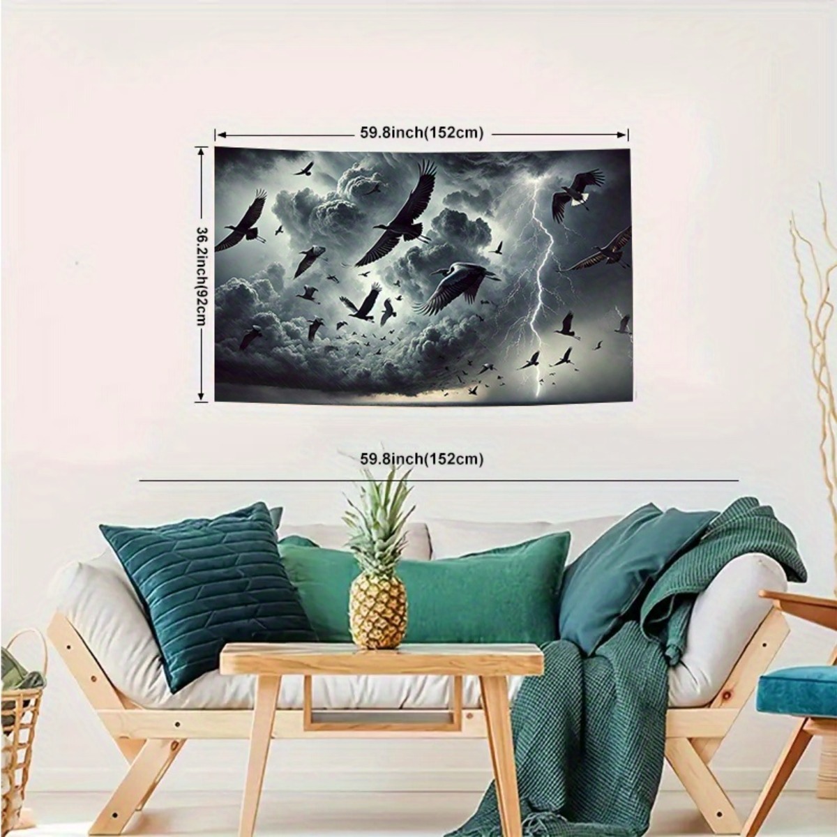 243.84x182.88cm Fabric Large Wall Tapestry Dramatic Storm Birds With Thunderclouds Lightning Wall Art For Living Room Bedroom Office Event Backdrop_voghion.com