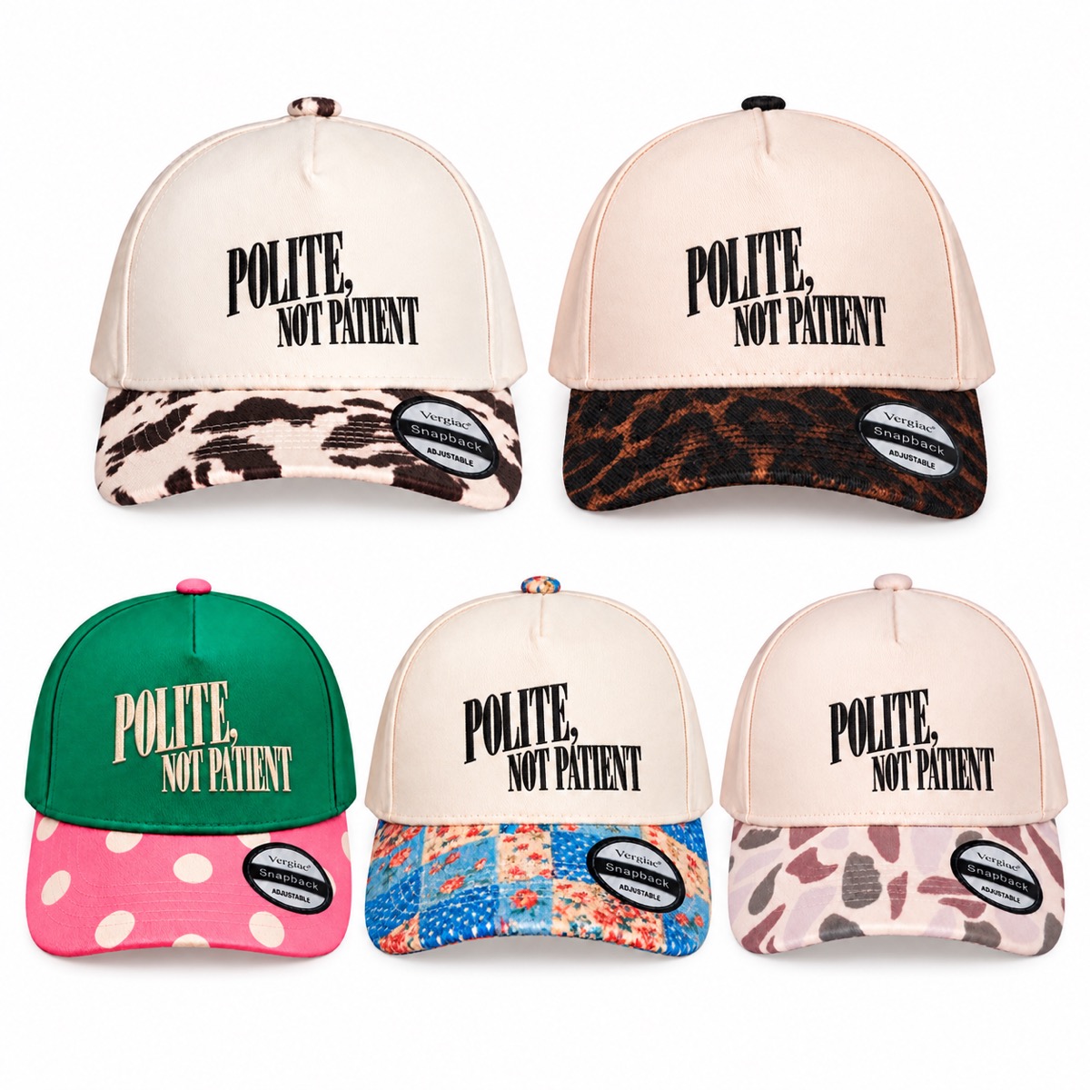 Polite, Not Patient 5-Panel Trucker Hat product details