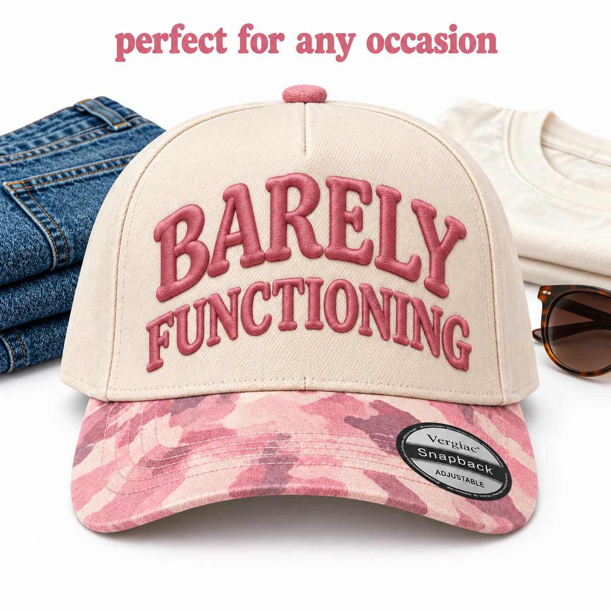 Barely Functioning 5-Panel Trucker Hat product details