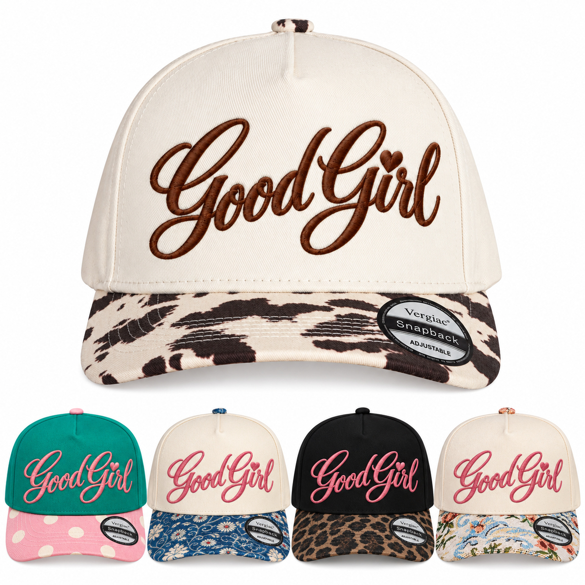 Good Girl Heart 5-Panel Trucker Hat product details