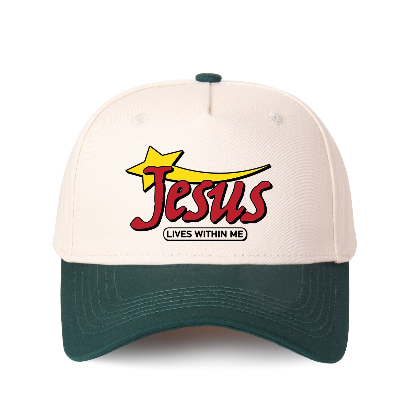 Jesus Lives Within Me Embroidered Trucker Hat product details