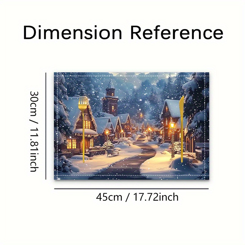 2er-/4er-/6er-Set Tischsets „Weihnachtsstadt“ (2D-Druck), verschneite Nachtlandschaft, 29,97 x 44,96 cm – Hübsche Tischdekoration für festliche Anlässe, elegante Wohnaccessoires_voghion.com