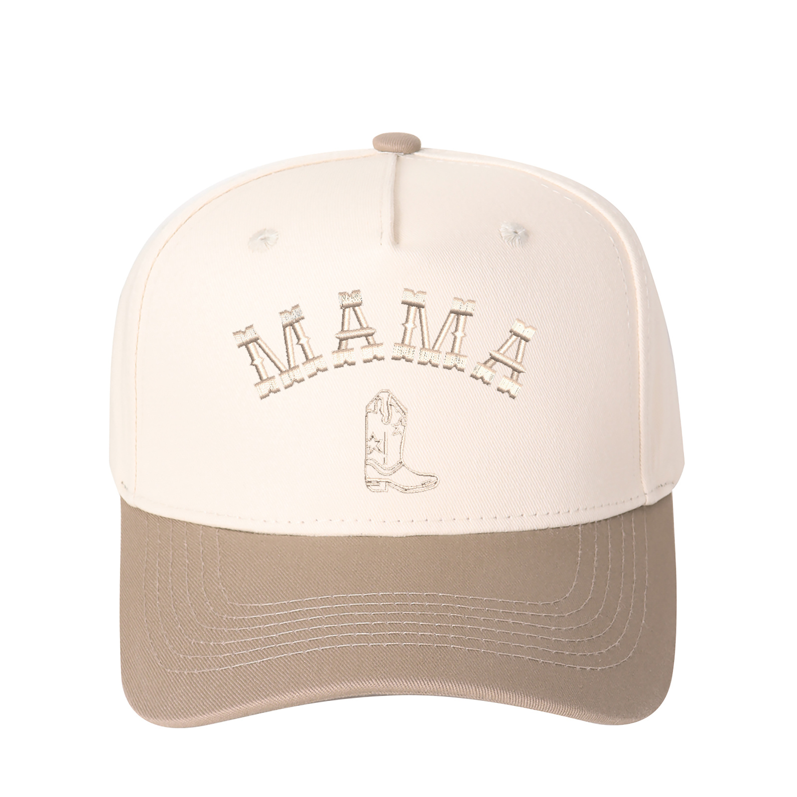 Mama And Boot Pattern Embroidered Trucker Hat product details