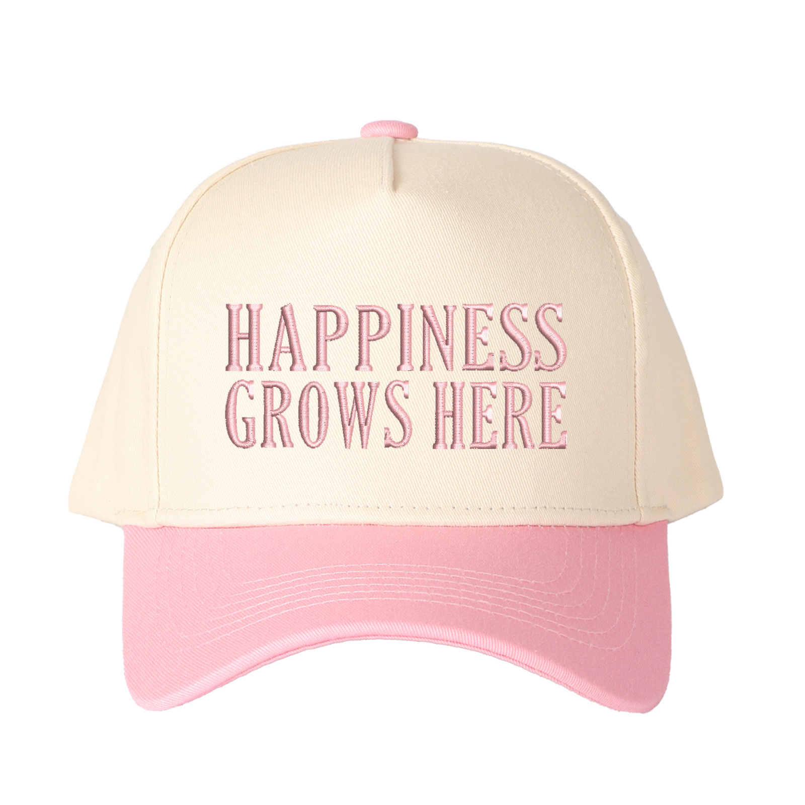 Happiness Grows Here Embroidered Trucker Hat product details