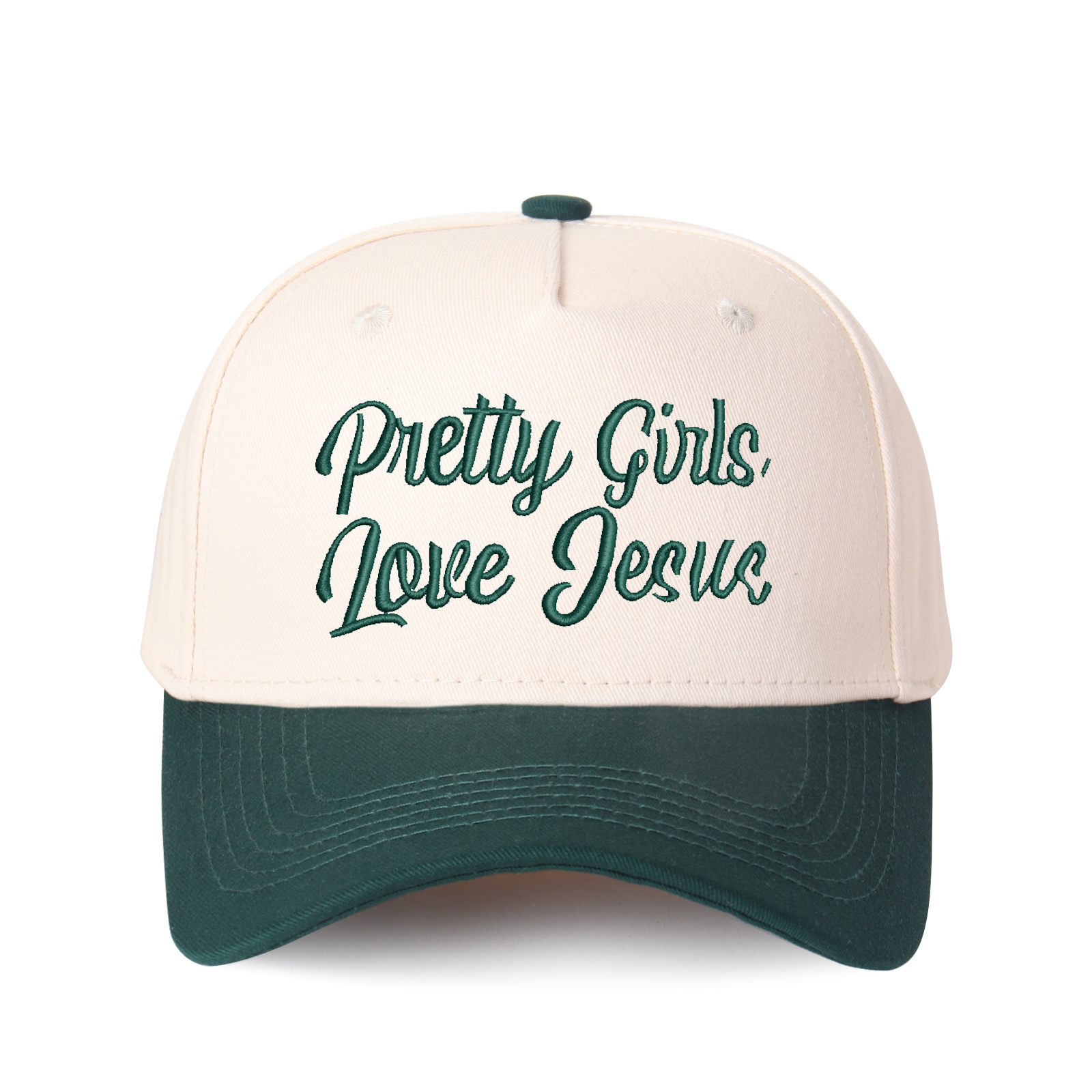 Pretty Girls Love Jesus Embroidered Trucker Hat product details