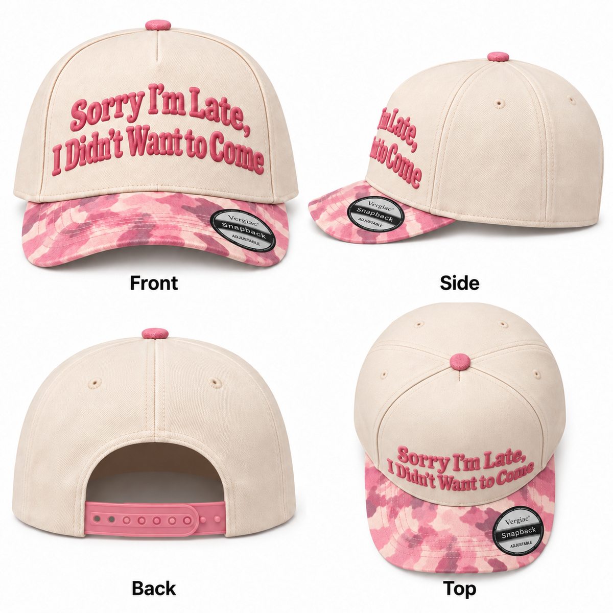 Sorry I'm Late I Didn't Want To Come Rounded 5-Panel Trucker Hat product details