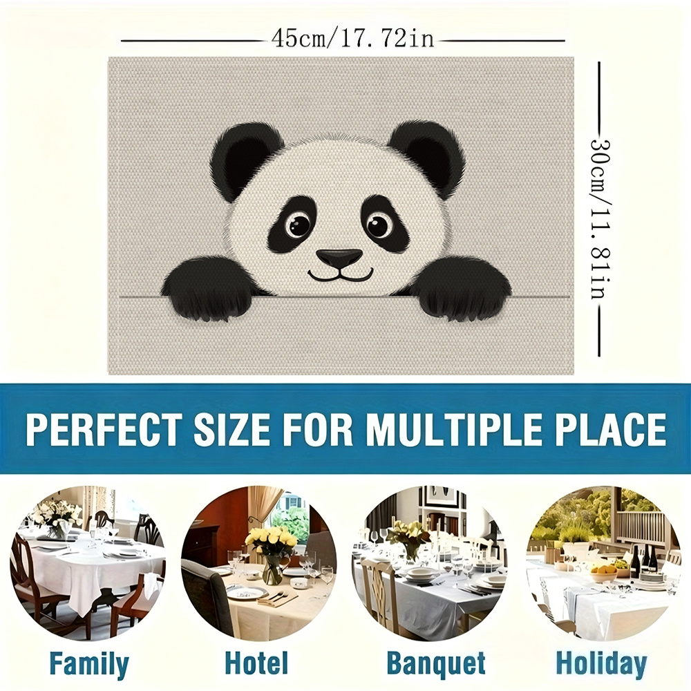1pc/4pcs/6pcs A Cute Panda Peeking Over Patterned Printed 30Cm 45Cm Placemats Suitable For Festival Dining Creating A Festive Atmosphere_voghion.com